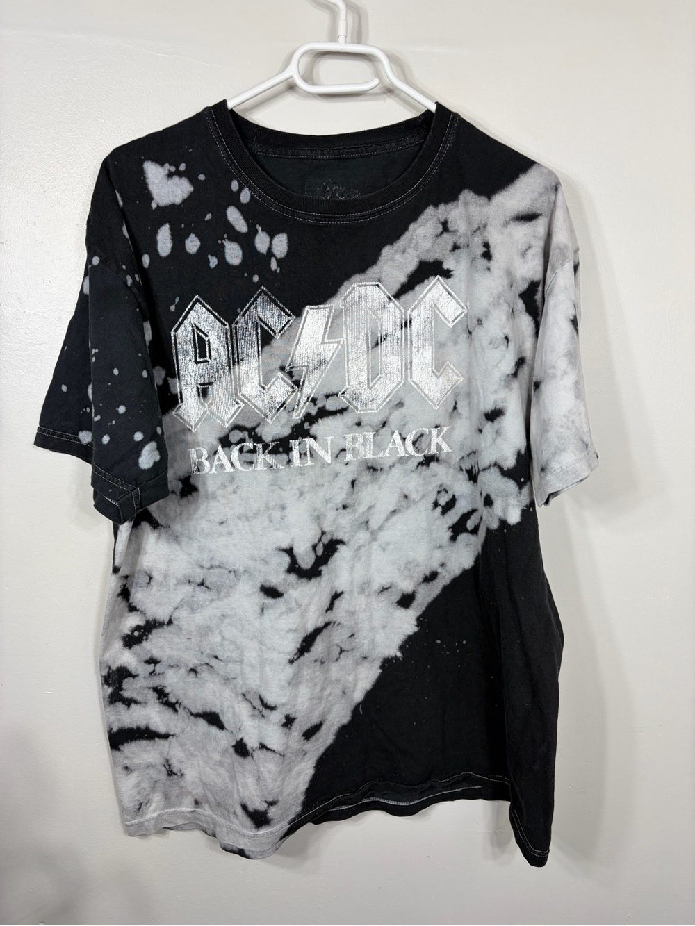 AC/DC Back In Black Bleach Tie Dye Band T Shirt Large 2021 Licensed